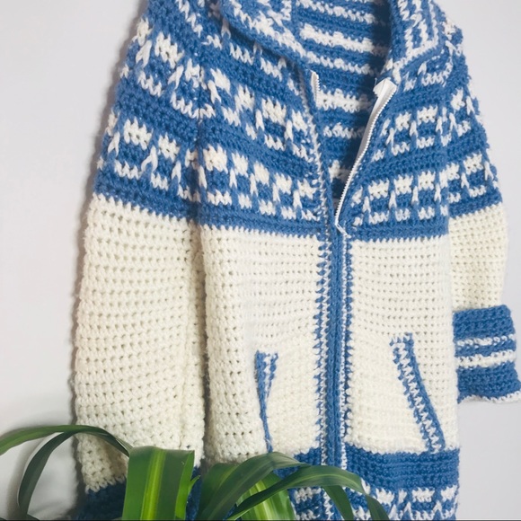 Vintage Retro 70’s Knit Chunky Zipper Cardigan - Picture 2 of 5
